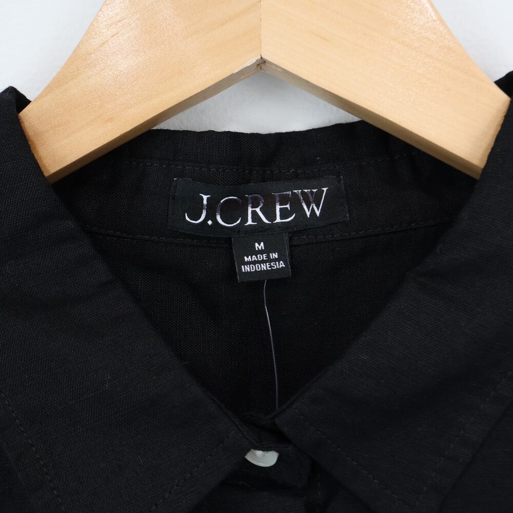 J.Crew Relaxed Fit Beach Shirt Linen Cotton Blend Black Size Medium NWT - Picture 4 of 8